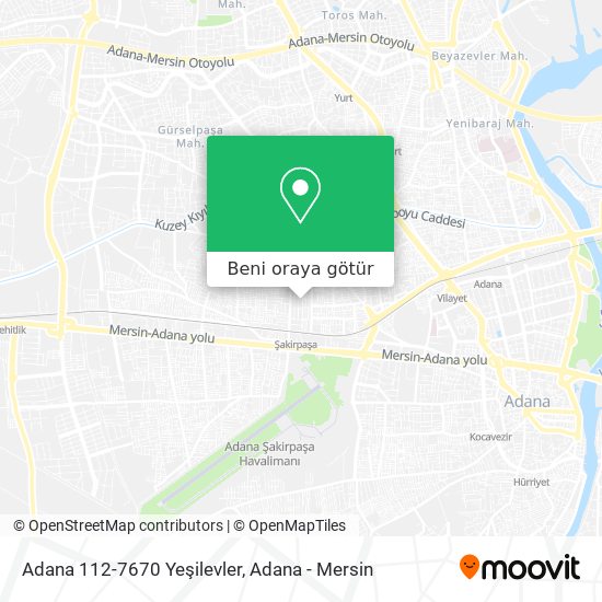 Adana 112-7670 Yeşilevler harita