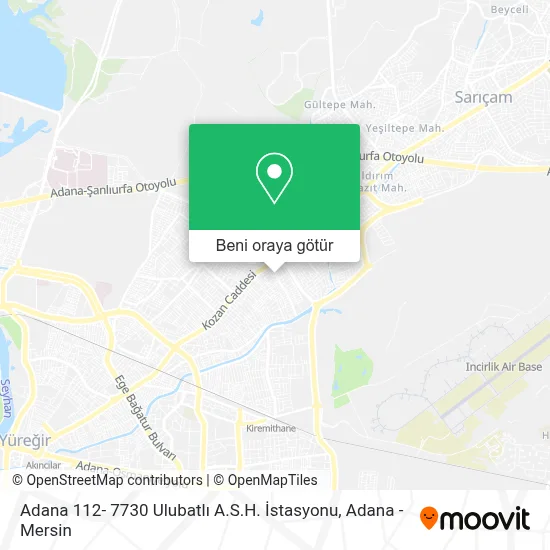 Adana 112- 7730 Ulubatlı A.S.H. İstasyonu harita