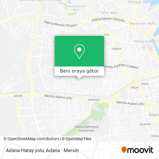 Adana-Hatay yolu harita
