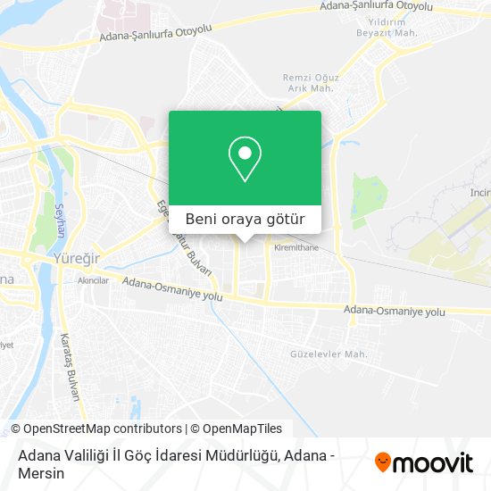 Adana Valiliği İl Göç İdaresi Müdürlüğü harita