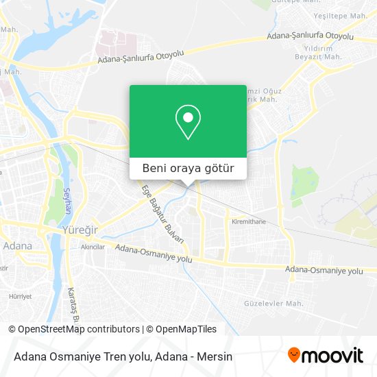 Adana Osmaniye Tren yolu harita