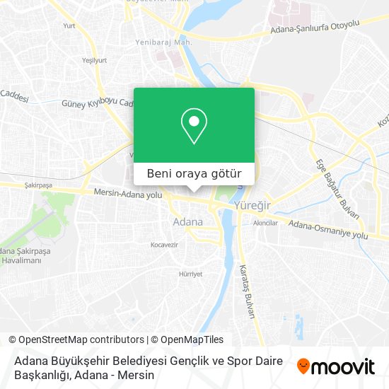 Adana Büyükşehir Belediyesi Gençlik ve Spor Daire Başkanlığı harita