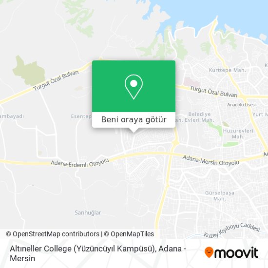 Altıneller College (Yüzüncüyıl Kampüsü) harita