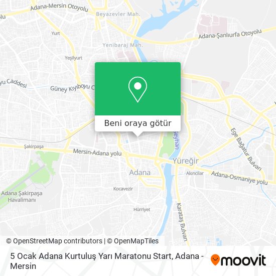 5 Ocak Adana Kurtuluş Yarı Maratonu Start harita