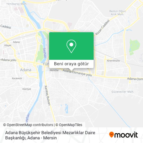 Adana Büyükşehir Belediyesi Mezarlıklar Daire Başkanlığı harita