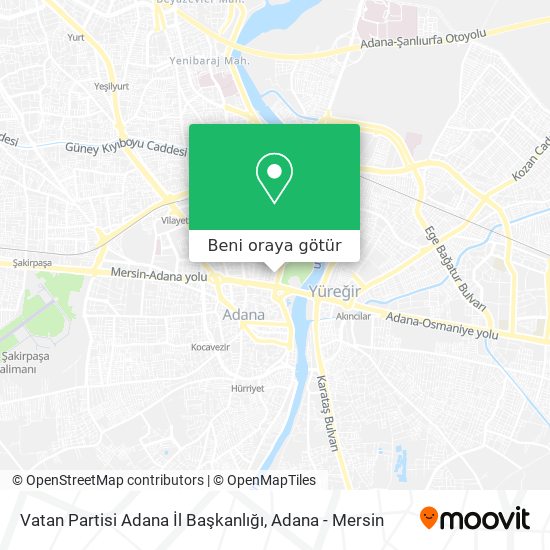 Vatan Partisi Adana İl Başkanlığı harita