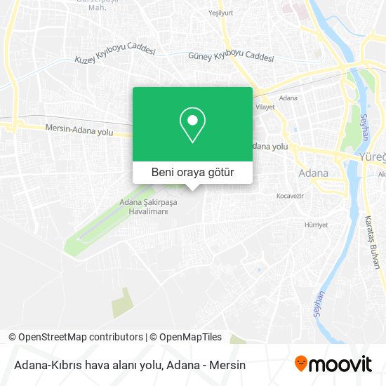 Adana-Kıbrıs hava alanı yolu harita