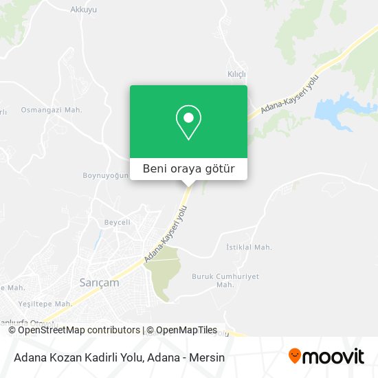 Adana Kozan Kadirli Yolu harita