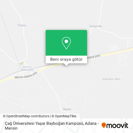 Çağ Üniversitesi Yaşar Bayboğan Kampüsü harita