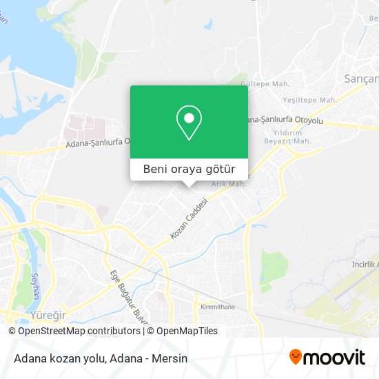 Adana kozan yolu harita