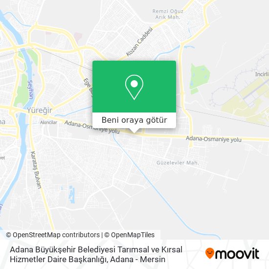Adana Büyükşehir Belediyesi Tarımsal ve Kırsal Hizmetler Daire Başkanlığı harita