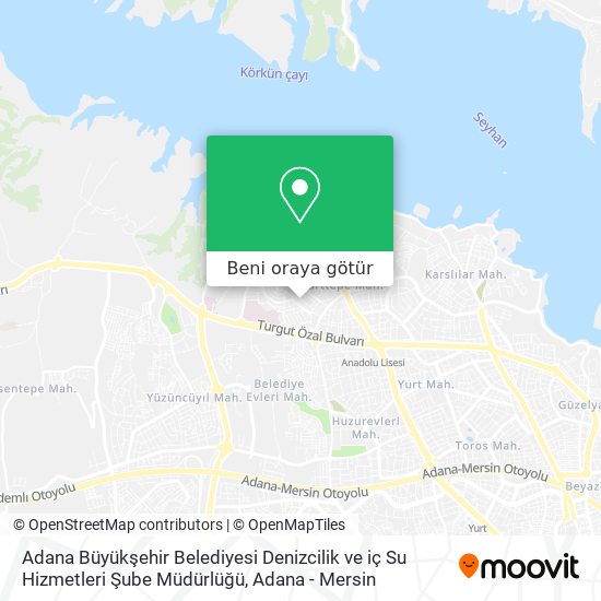 Adana Büyükşehir Belediyesi Denizcilik ve iç Su Hizmetleri Şube Müdürlüğü harita