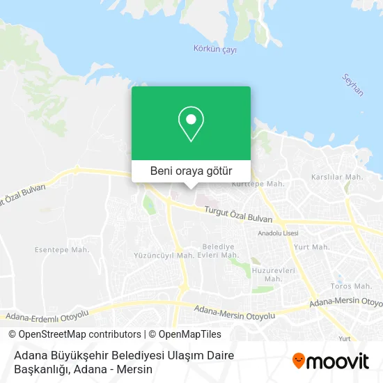 Adana Büyükşehir Belediyesi Ulaşım Daire Başkanlığı harita