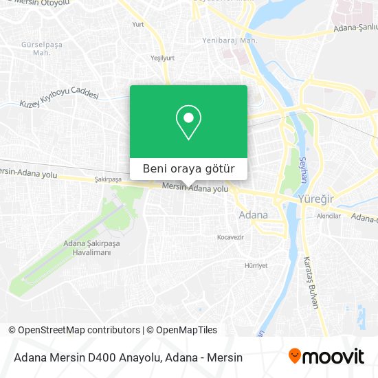 Adana Mersin D400 Anayolu harita