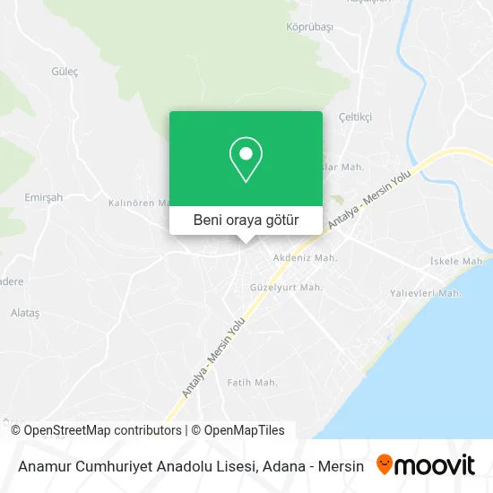 Anamur Cumhuriyet Anadolu Lisesi harita