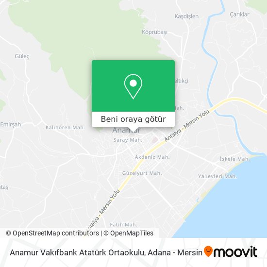Anamur Vakıfbank Atatürk Ortaokulu harita
