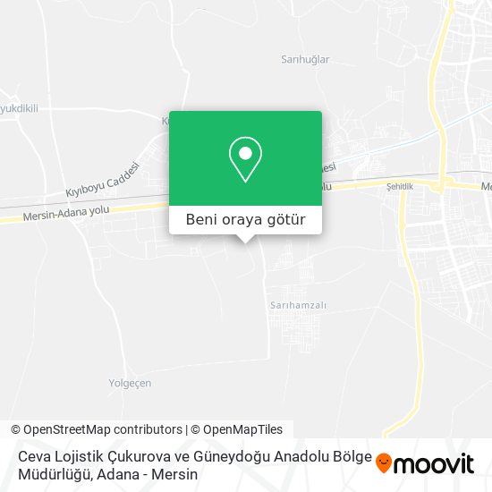 Ceva Lojistik Çukurova ve Güneydoğu Anadolu Bölge Müdürlüğü harita
