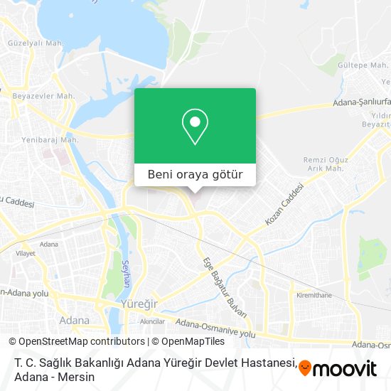T. C. Sağlık Bakanlığı Adana Yüreğir Devlet Hastanesi harita