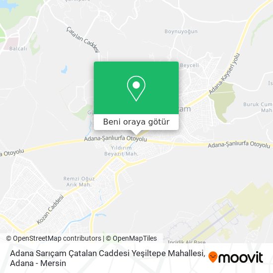 Adana Sarıçam Çatalan Caddesi Yeşiltepe Mahallesi harita