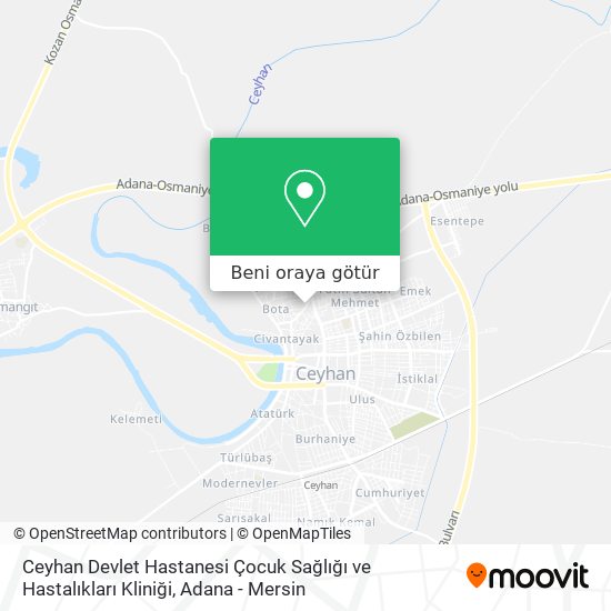 Ceyhan Devlet Hastanesi Çocuk Sağlığı ve Hastalıkları Kliniği harita