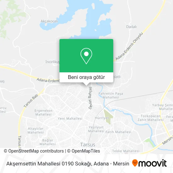 Akşemsettin Mahallesi 0190 Sokağı harita