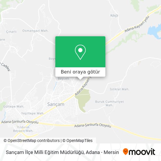 Sarıçam İlçe Milli Eğitim Müdürlüğü harita
