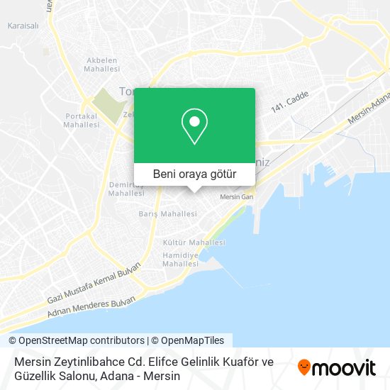 Mersin Zeytinlibahce Cd. Elifce Gelinlik Kuaför ve Güzellik Salonu harita