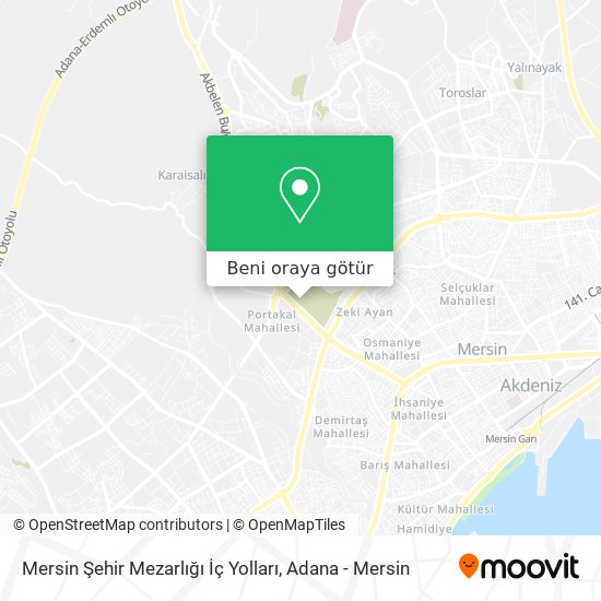 Mersin Şehir Mezarlığı İç Yolları harita