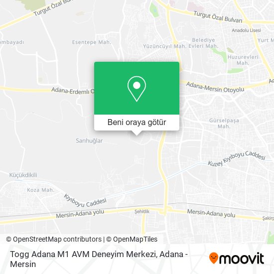 Togg Adana M1 AVM Deneyim Merkezi harita