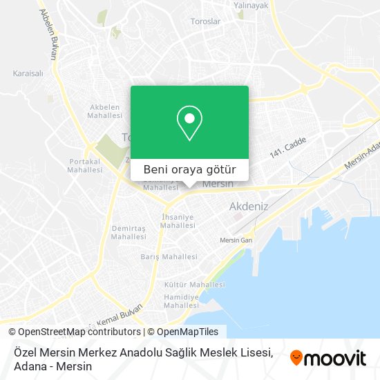 Özel Mersin Merkez Anadolu Sağlik Meslek Lisesi harita