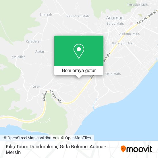 Kılıç Tarım Dondurulmuş Gıda Bölümü harita