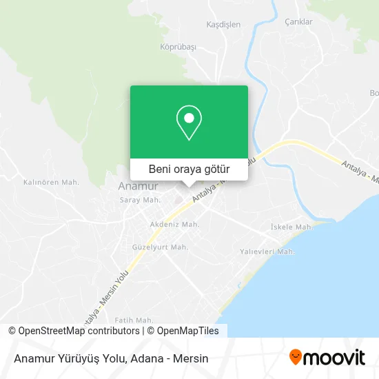 Anamur Yürüyüş Yolu harita