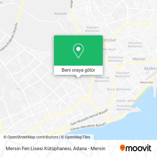Mersin Fen Lisesi Kütüphanesi harita