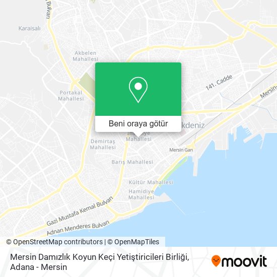 Mersin Damızlık Koyun Keçi Yetiştiricileri Birliği harita