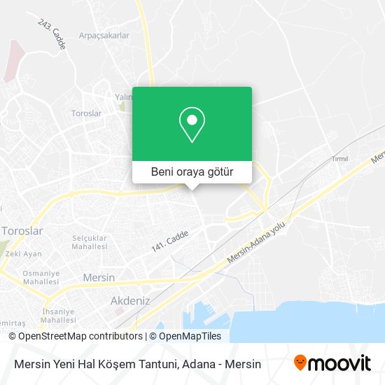 Mersin Yeni Hal Köşem Tantuni harita