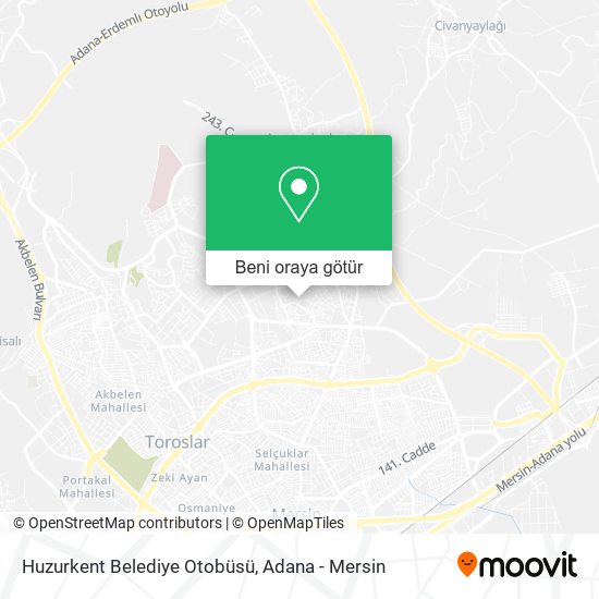 Huzurkent Belediye Otobüsü harita