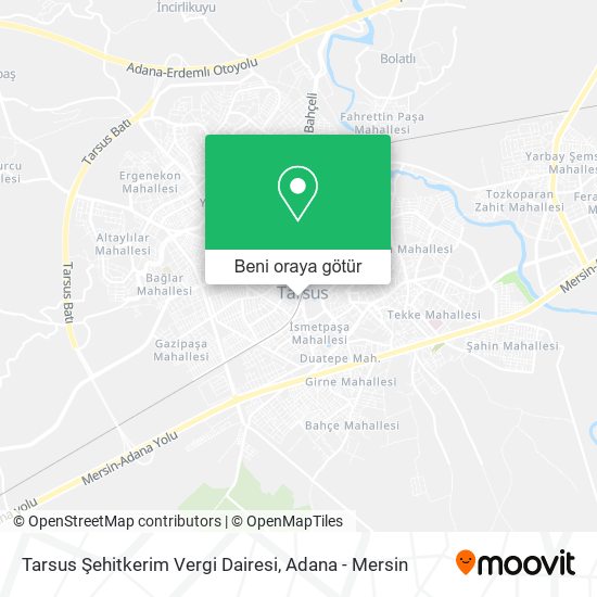 Tarsus Şehitkerim Vergi Dairesi harita