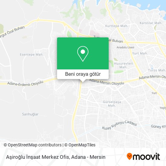 Aşiroğlu İnşaat Merkez Ofis harita