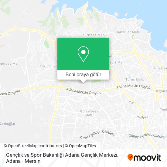 Gençlik ve Spor Bakanlığı Adana Gençlik Merkezi harita
