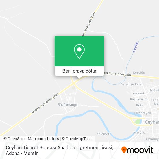 Ceyhan Ticaret Borsası Anadolu Öğretmen Lisesi harita