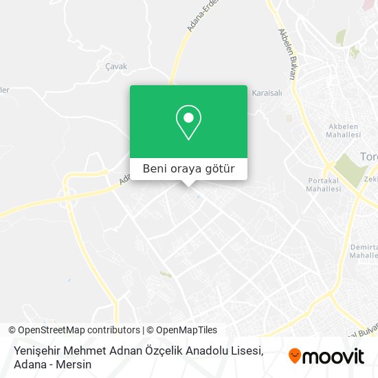 Yenişehir Mehmet Adnan Özçelik Anadolu Lisesi harita