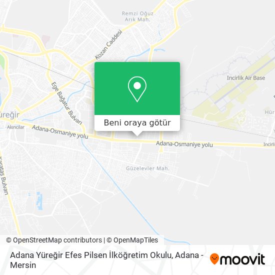 Adana Yüreğir Efes Pilsen İlköğretim Okulu harita