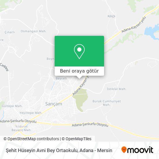 Şehit Hüseyin Avni Bey Ortaokulu harita