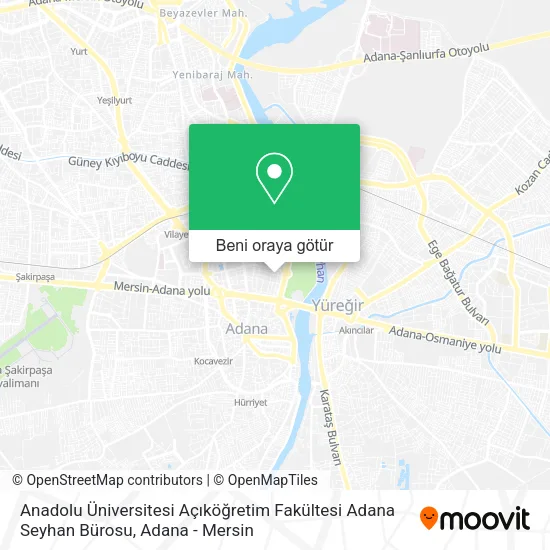 Anadolu Üniversitesi Açıköğretim Fakültesi Adana Seyhan Bürosu harita