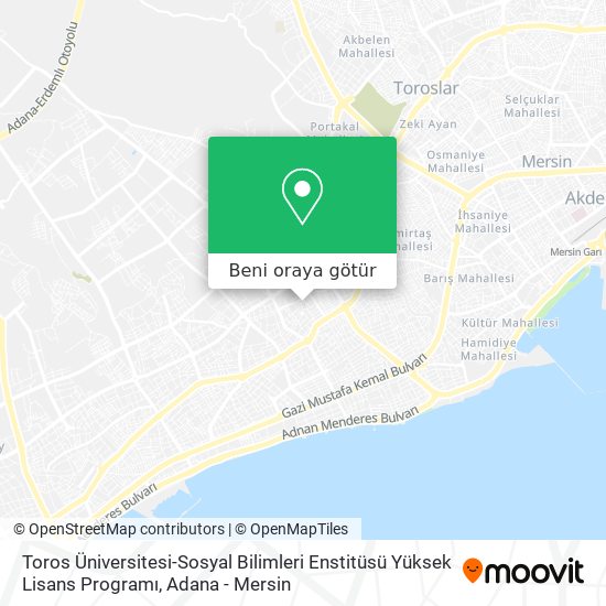 Toros Üniversitesi-Sosyal Bilimleri Enstitüsü Yüksek Lisans Programı harita
