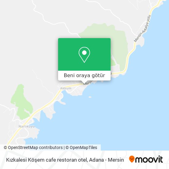 Kızkalesi Köşem cafe restoran otel harita