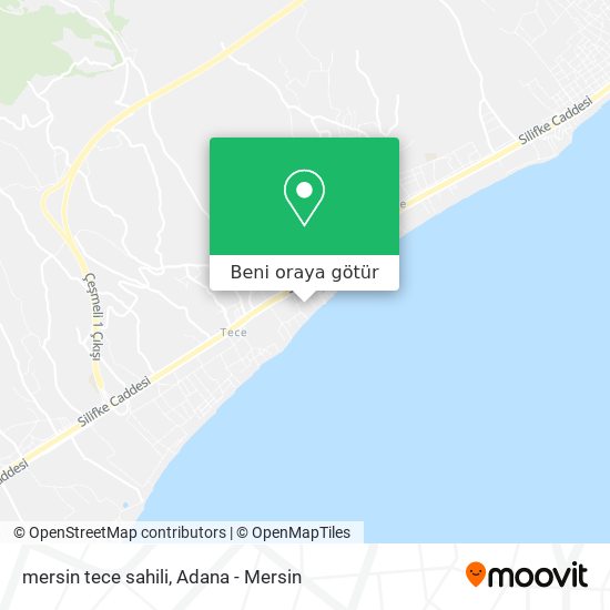 mersin tece sahili harita