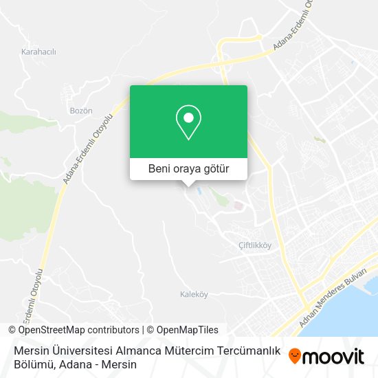 Mersin Üniversitesi Almanca Mütercim Tercümanlık Bölümü harita