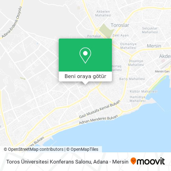 Toros Üniversitesi Konferans Salonu harita