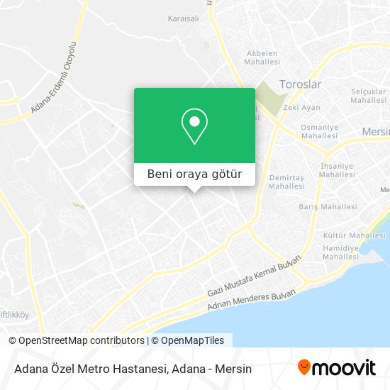 Adana Özel Metro Hastanesi harita
